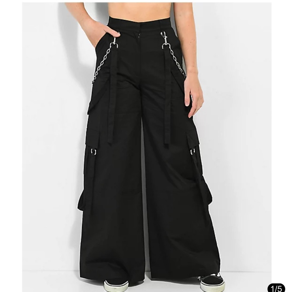 The Ragged Priest black rage pants goth Tripp pants chains cargo pockets sz 16